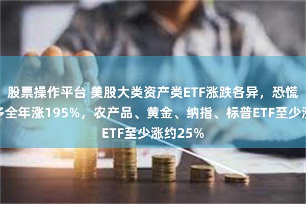 股票操作平台 美股大类资产类ETF涨跌各异，恐慌指数做多全年涨195%，农产品、黄金、纳指、标普ETF至少涨约25%